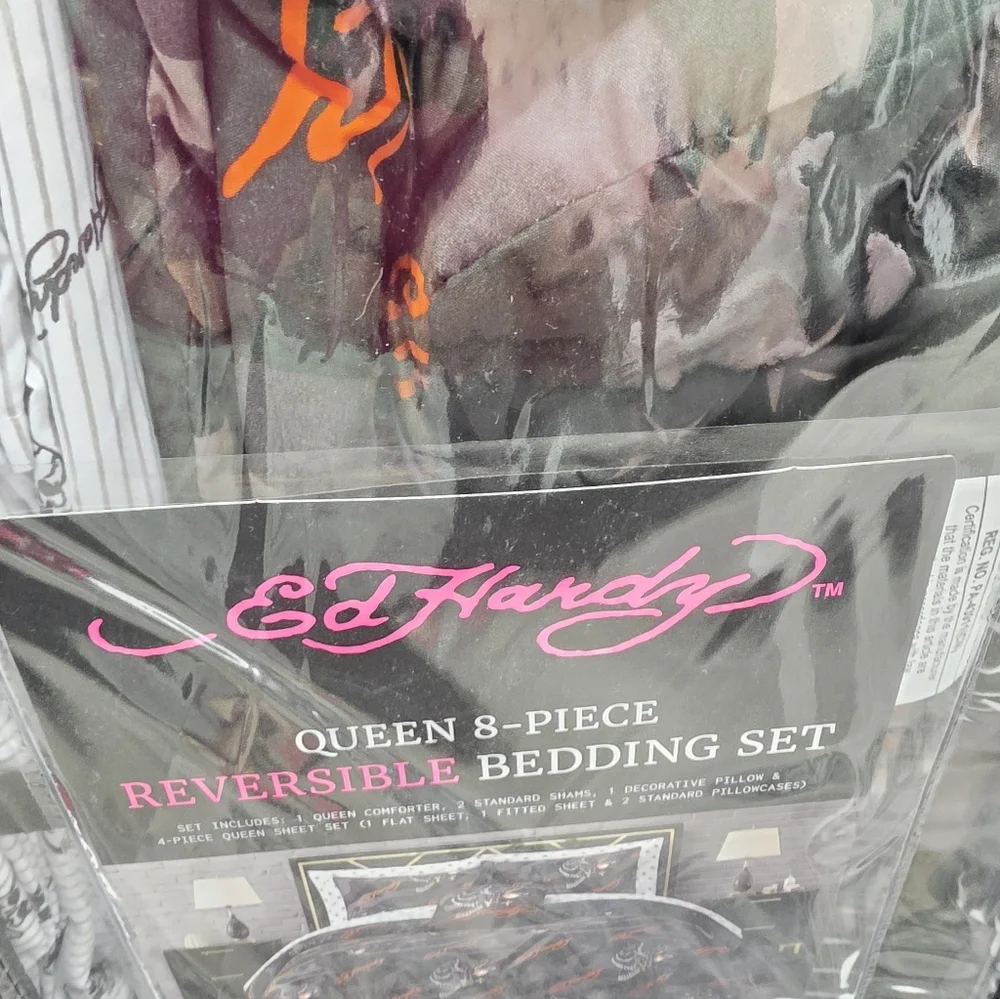 Ed Hardy Queen 8 Piece Camo Eagle Comforter Bedding Set